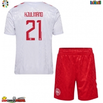 Camisa de Futebol Dinamarca Morten Hjulmand #21 Equipamento Secundário Infantil Europeu 2024 Manga Curta (+ Calças curtas)
